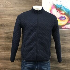 Marine Layer Quilted Full Zip Jacket Navy Blue Men's Size Large Casual (READ)